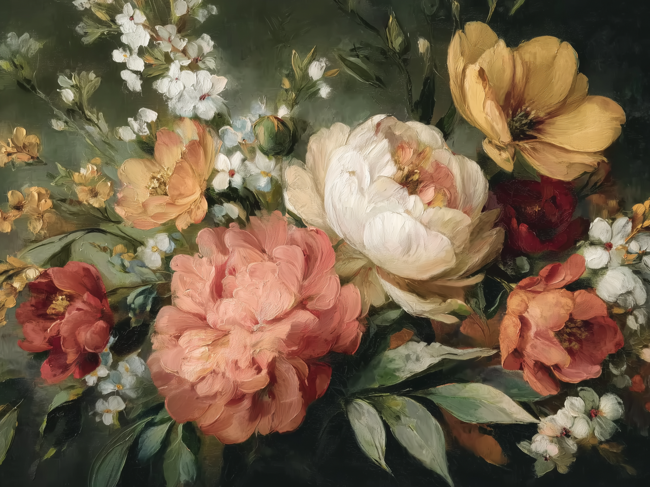 Vintage Peonies 18x24 Box Frame