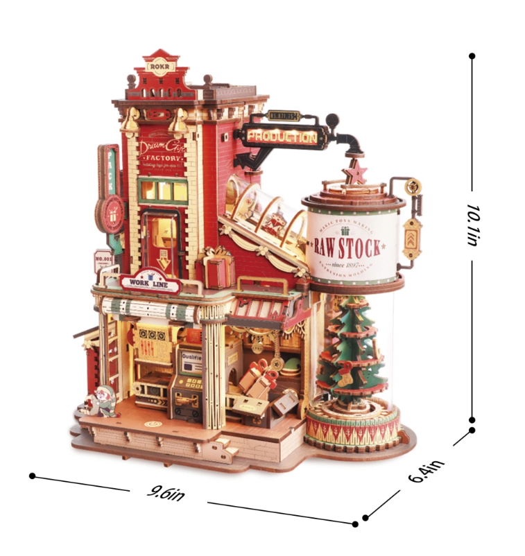 ROKR Christmas Dream Gift Factory Wooden Music Box