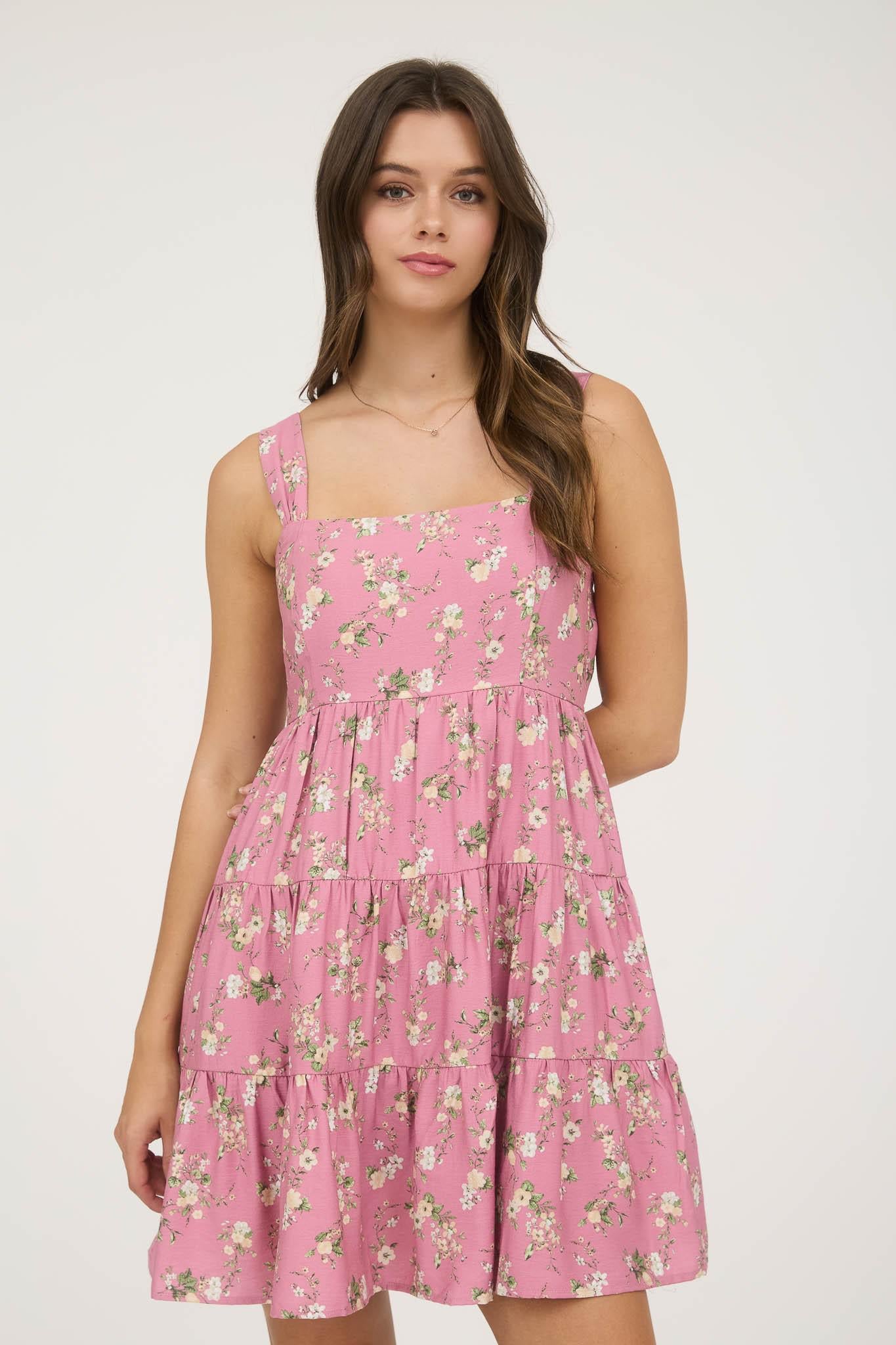Floral Sleeveless Tiered Mini Dress
