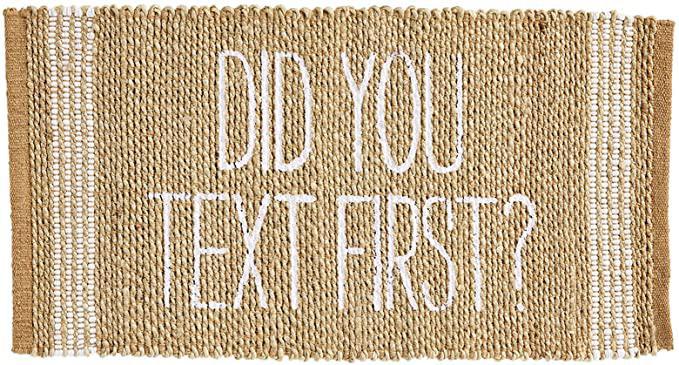 Text Jute Stripe Door Mat