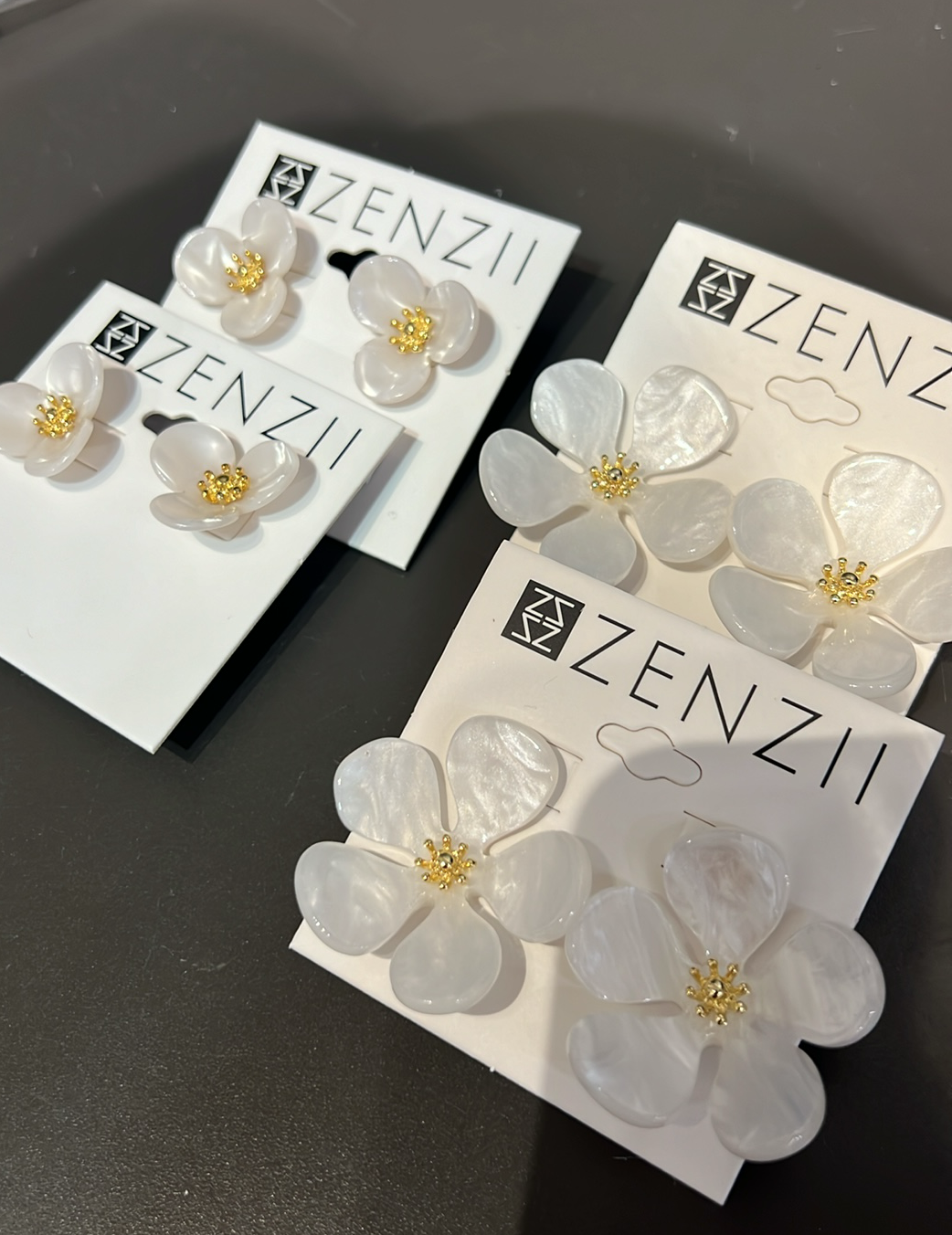 Pearl White Flower Earrings