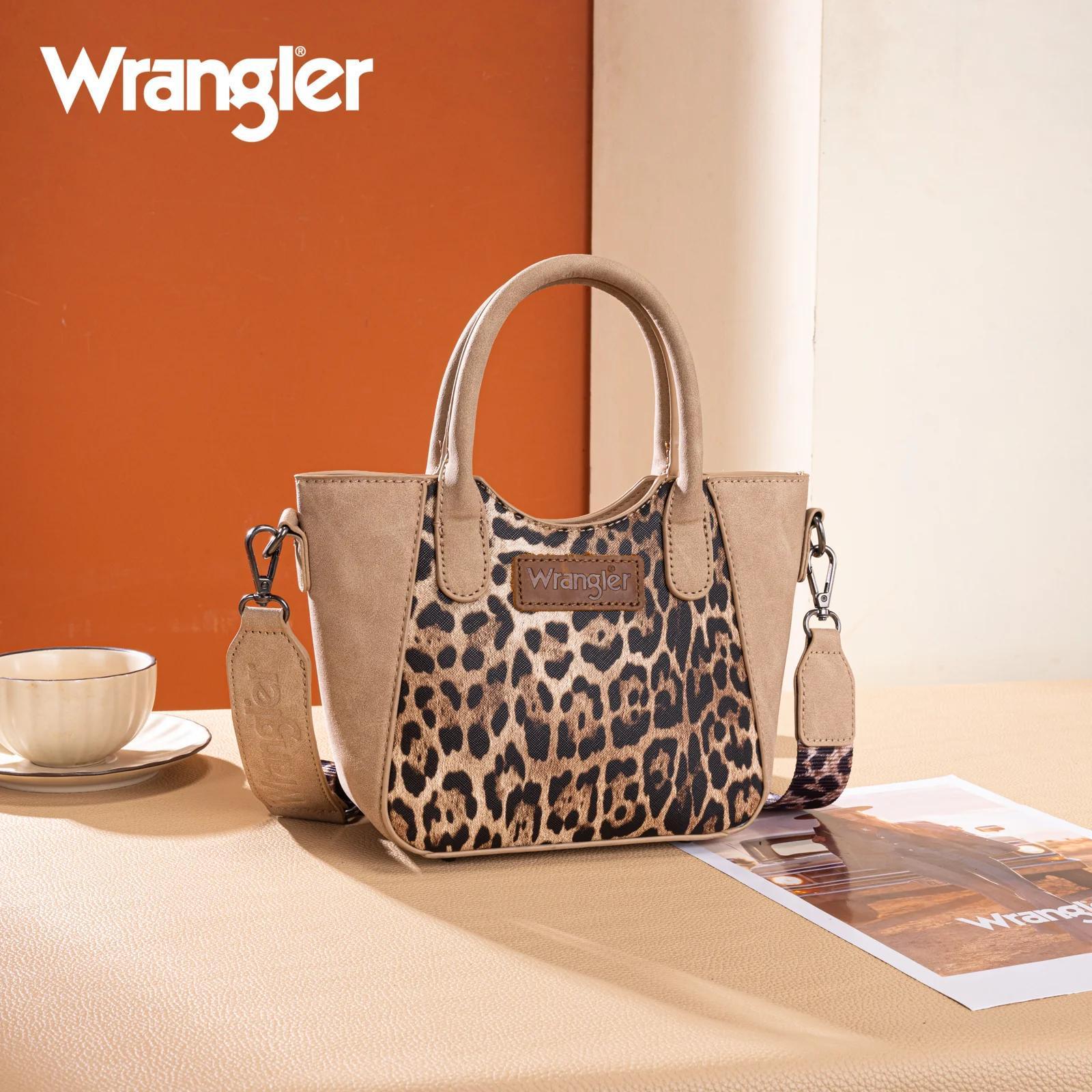Wrangler Leopard Print Small Tote/Crossbody -Tan