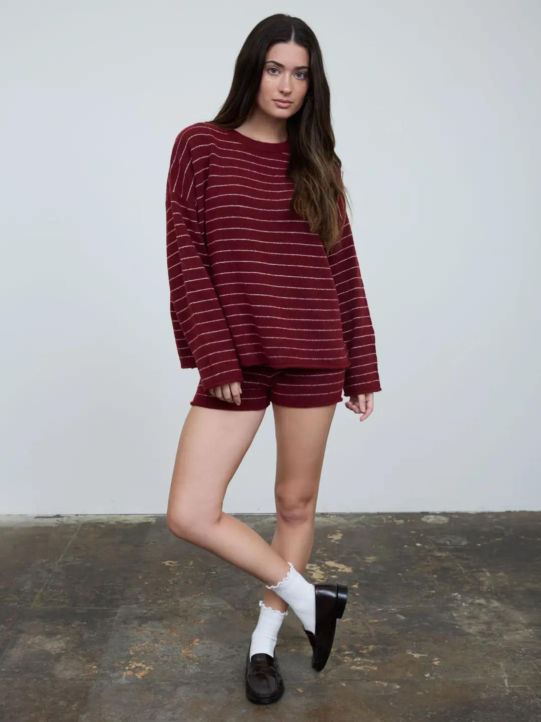 Burgundy Stripe Set