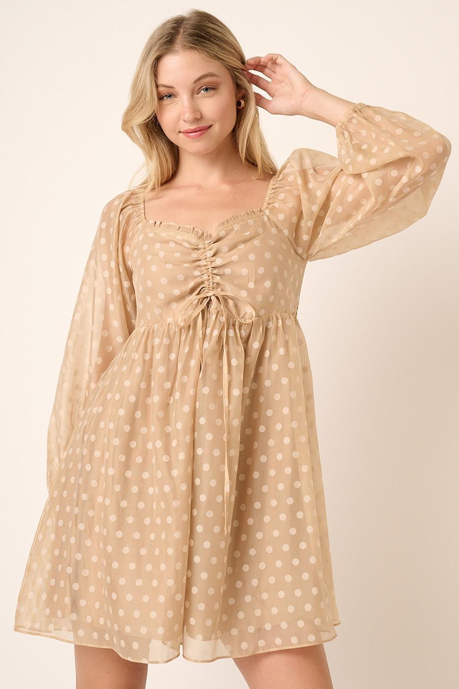 Dot Jacquard Babydoll Mini Dress