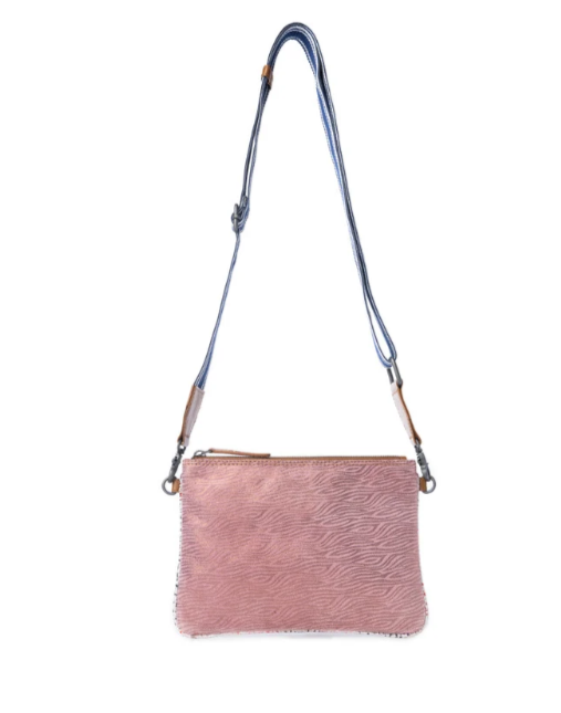 Rosette Trail Leather Bag in Mauve Snake Print