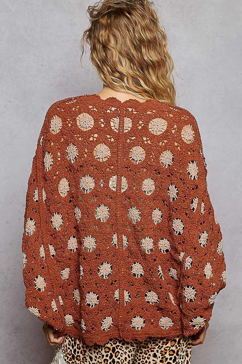 Brick Latte Crochet Cardigan