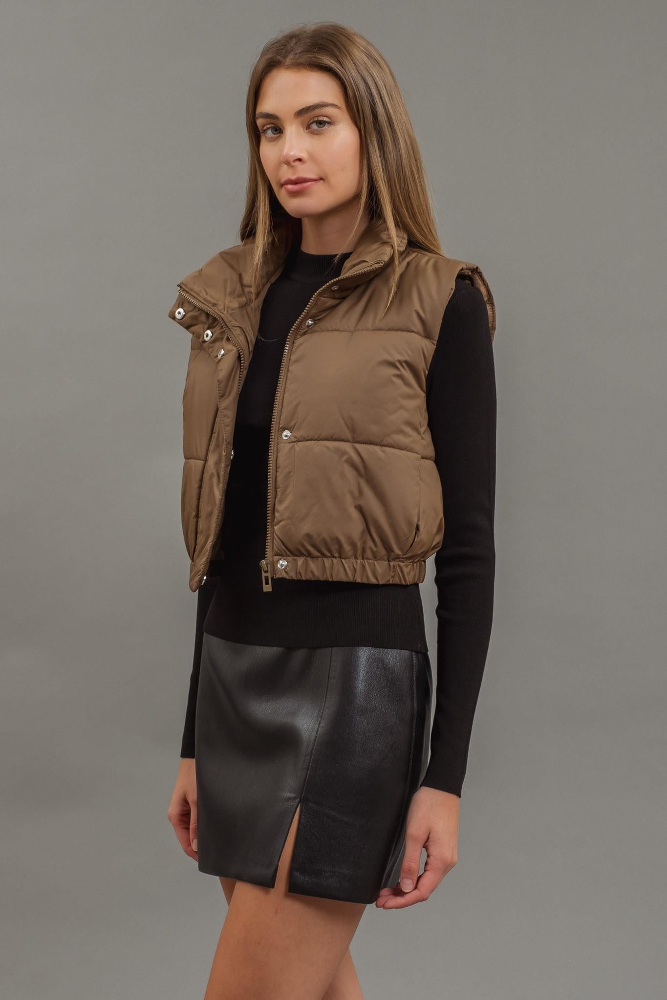 Brown Cropped Puffer