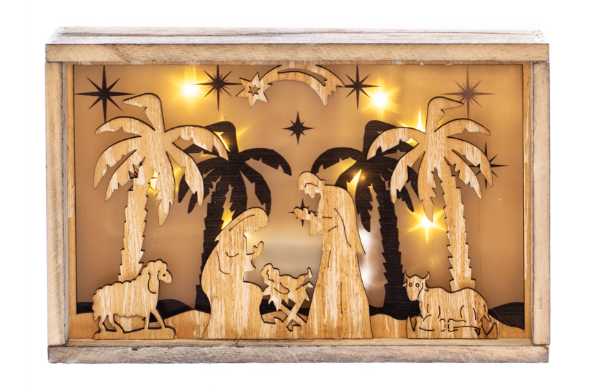 Lighted Nativity Box