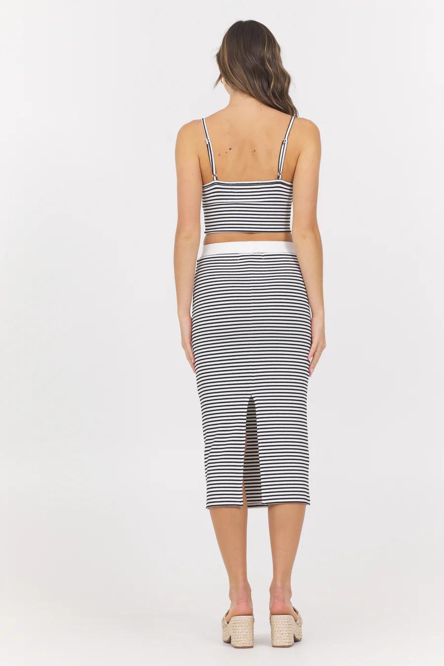 Striped Knit Twist Front Cut Out Tank