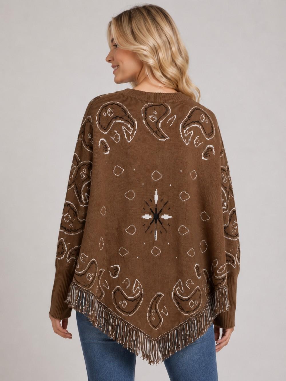 Brown Paisley Pattern Poncho