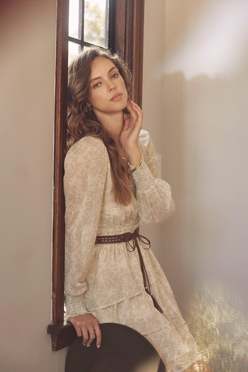 Floral Asymmetrical Tiered Ruffle Mini Dress