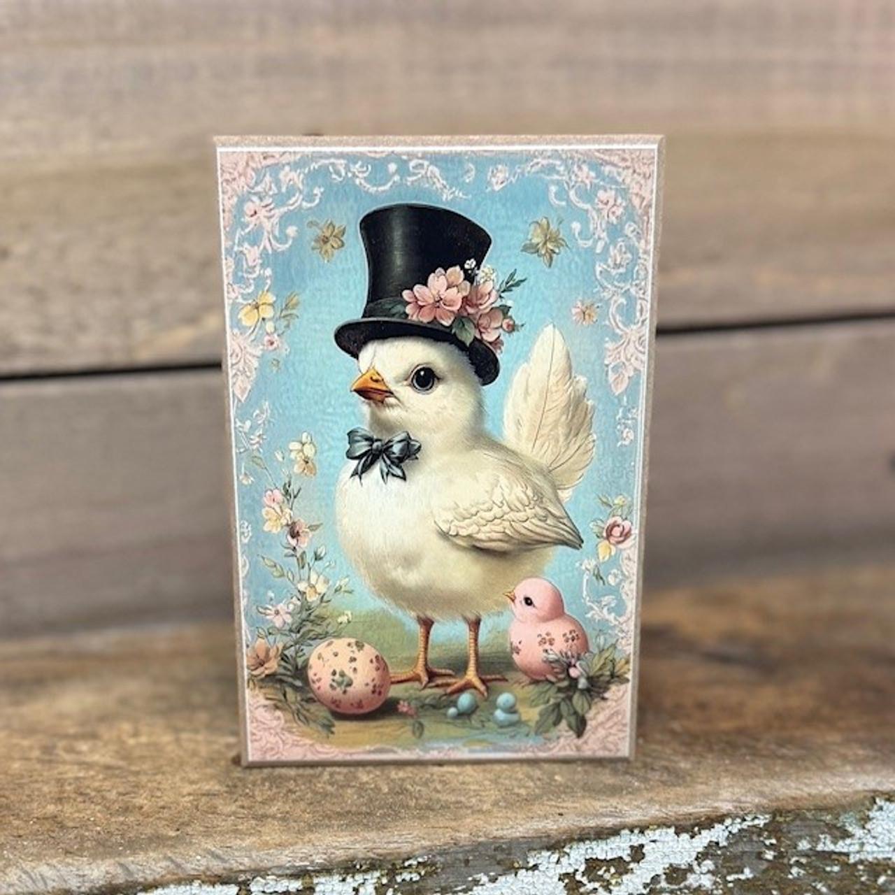 Vintage Easter Chick Block 4x6