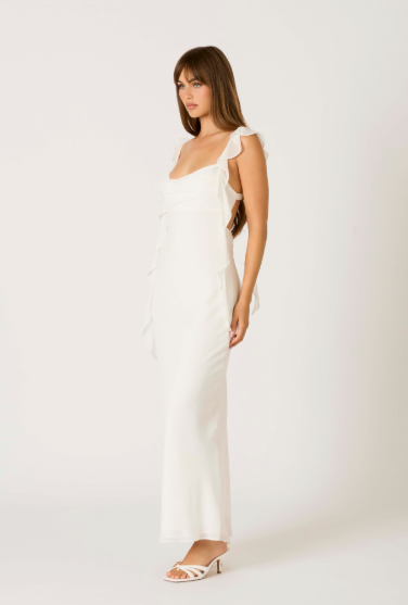 White Silk Long Maxi Dress