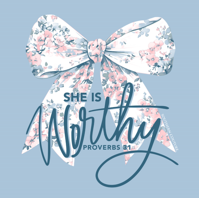 SC Soft She Is Worthy Tee - Light Blue