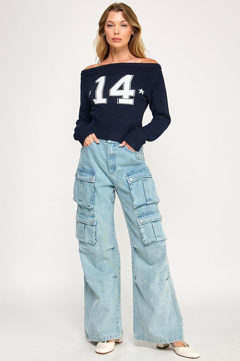 14 Number Boat Neck Sweater