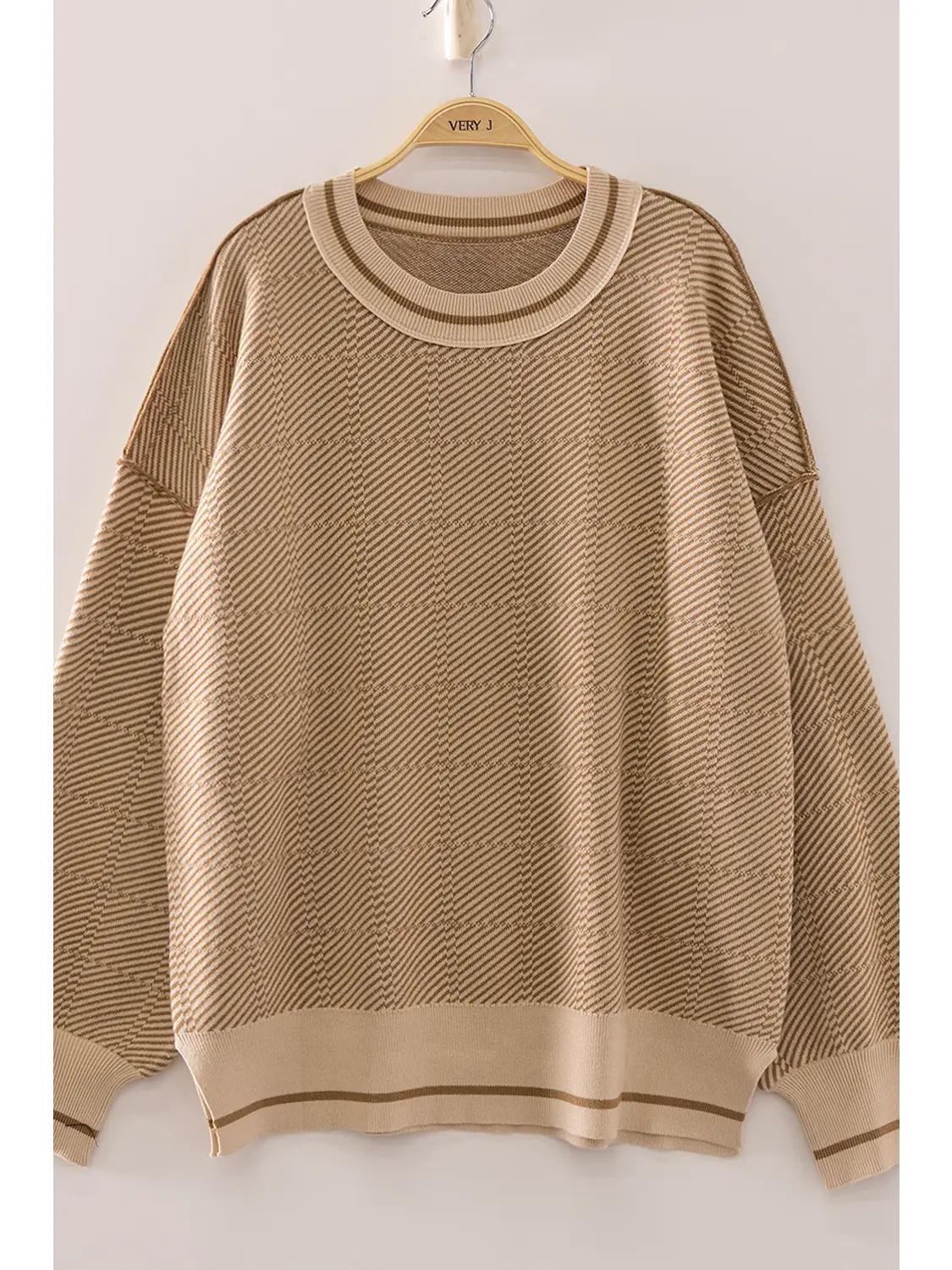 Mocha Geometric Pattern Sweater