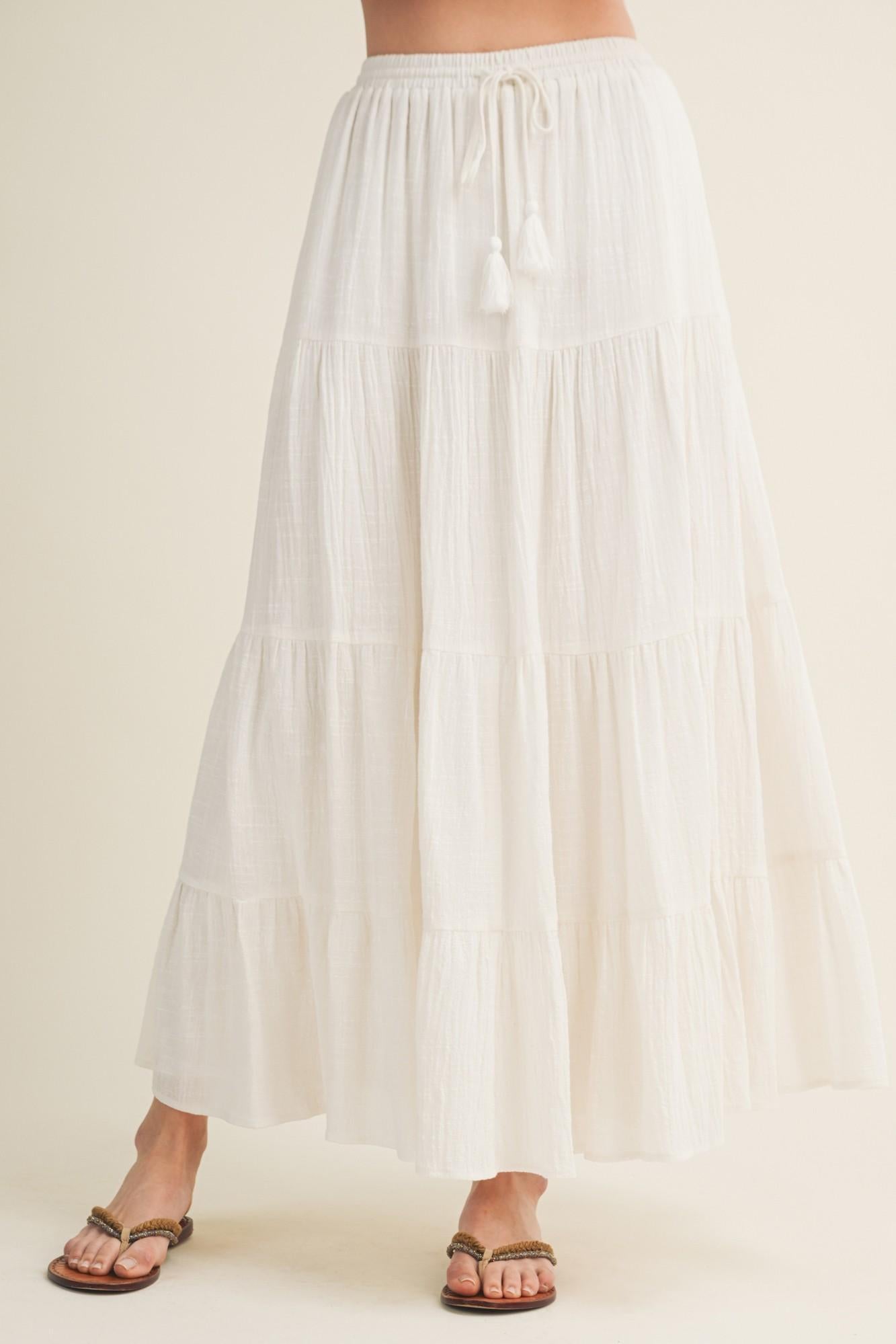 Off-White Tiered Maxi Skirt