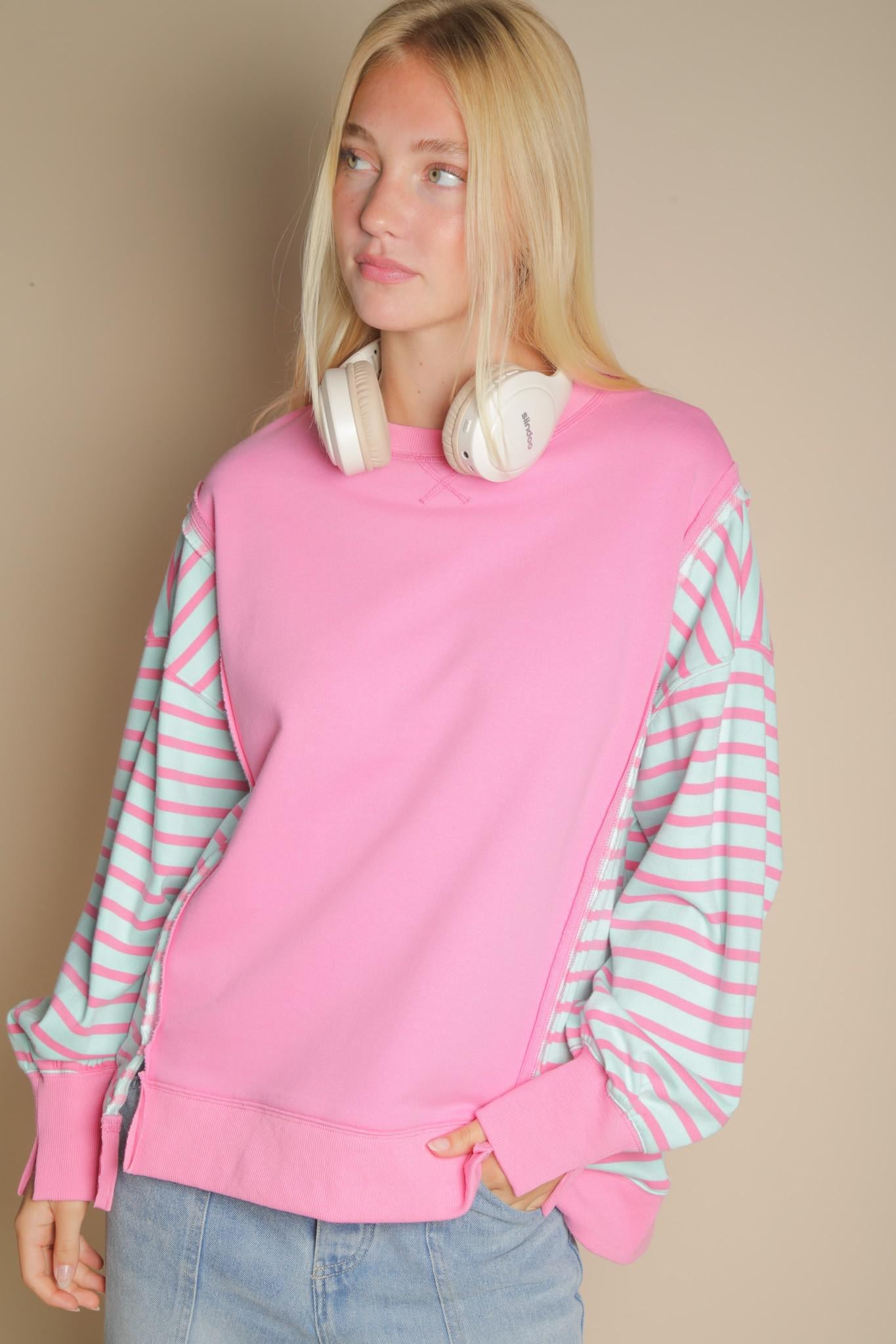 Oversized Striped Casual Knit Top