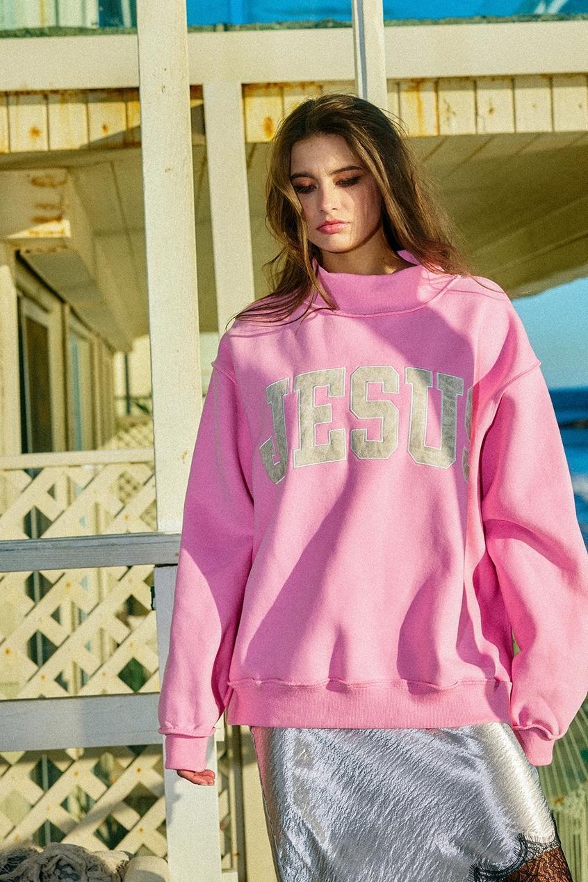 "Jesus" Camo Embroidered Mockneck Sweatshirt