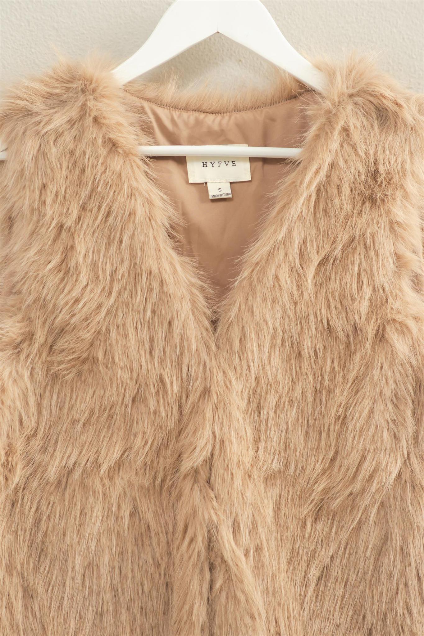 Taupe Faux Fur Open Vest