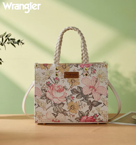 Wrangler Floral Print Braided Tote Bag
