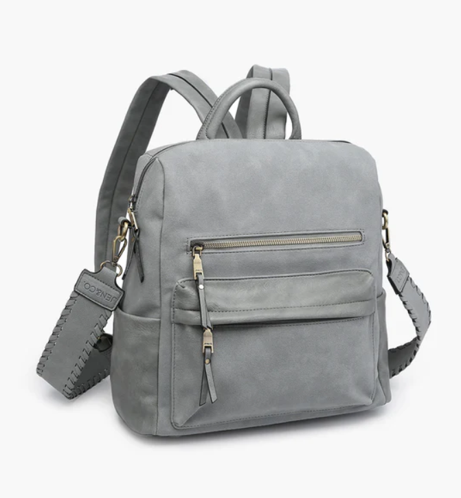 Amelia Suede Backpack Grey Blue