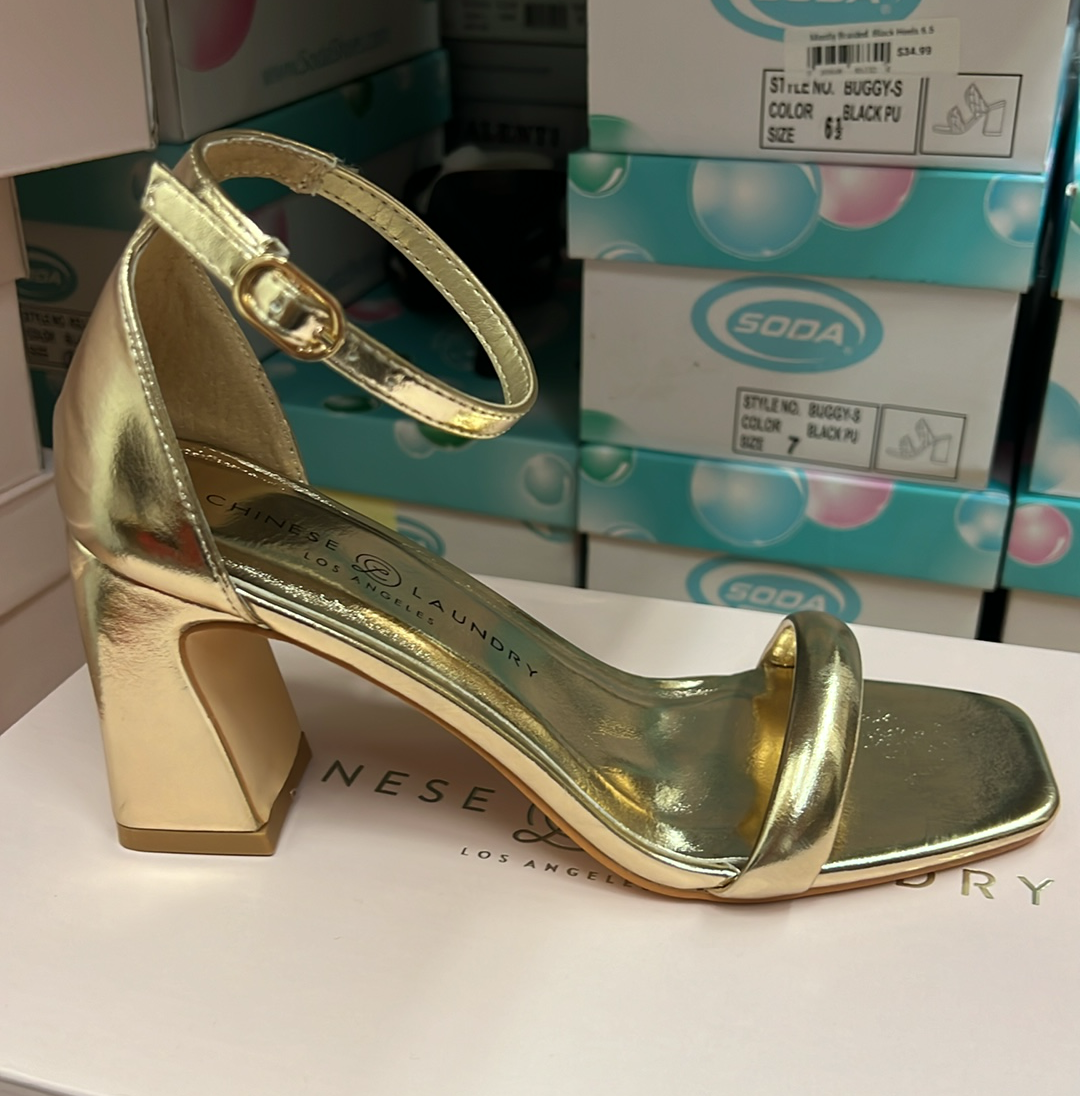 Velma Metallic Light Gold Heels