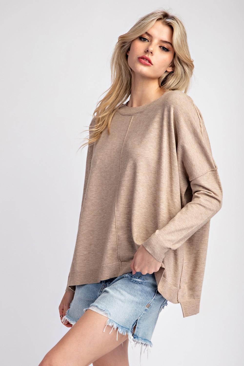 Oatmeal Long Sleeve Sweater Top