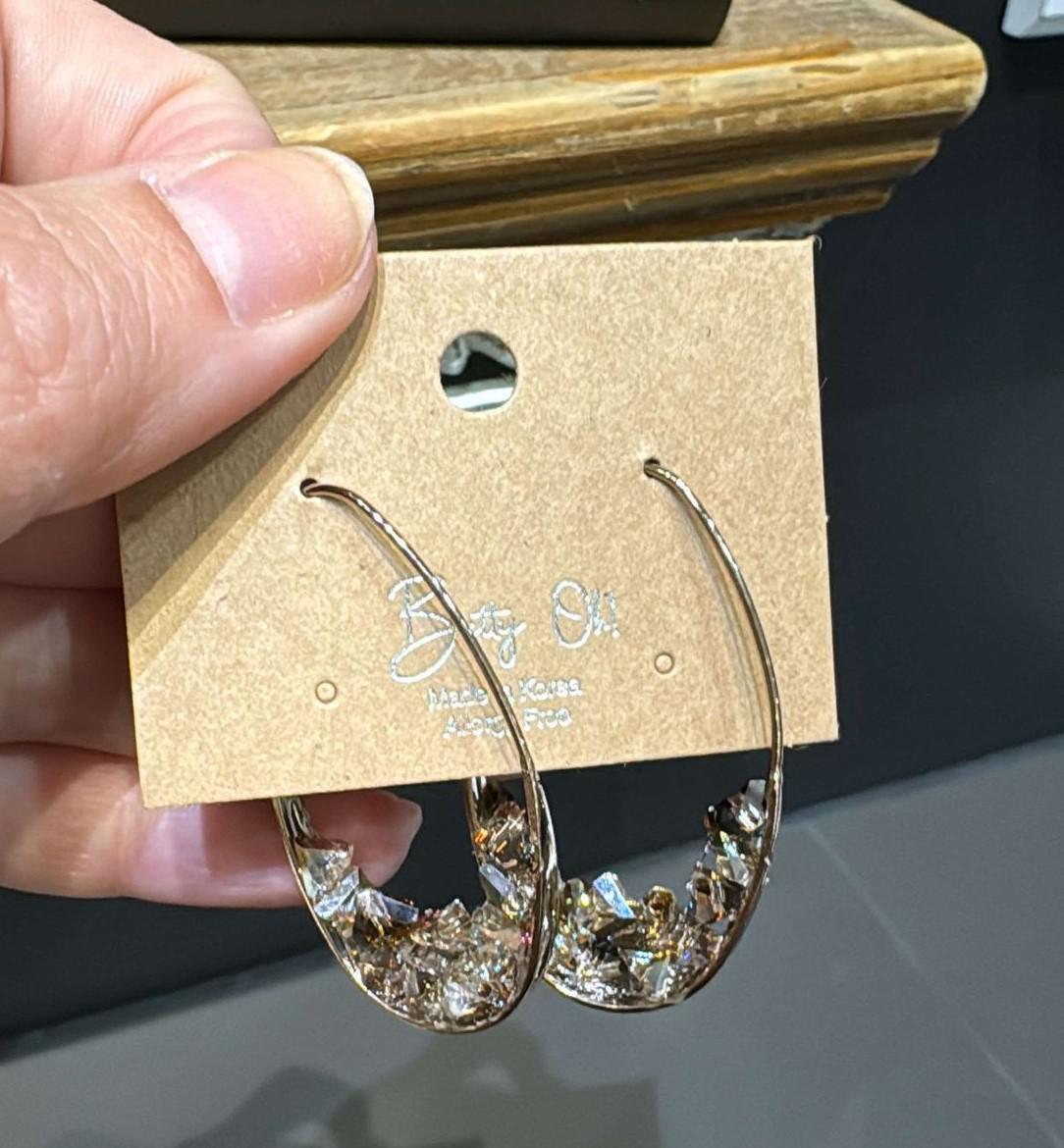 Oval Gem Encrusted Earrings