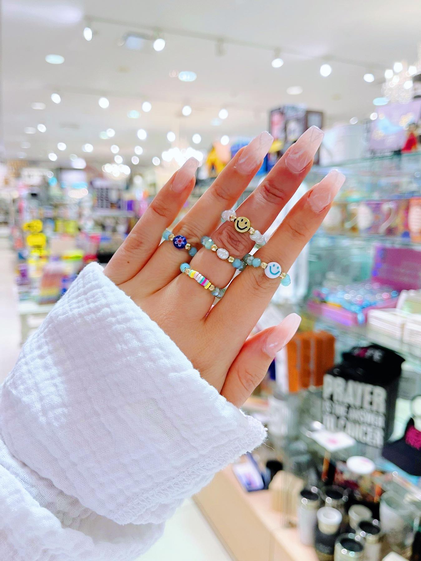 Smile Beaded  Ring Set