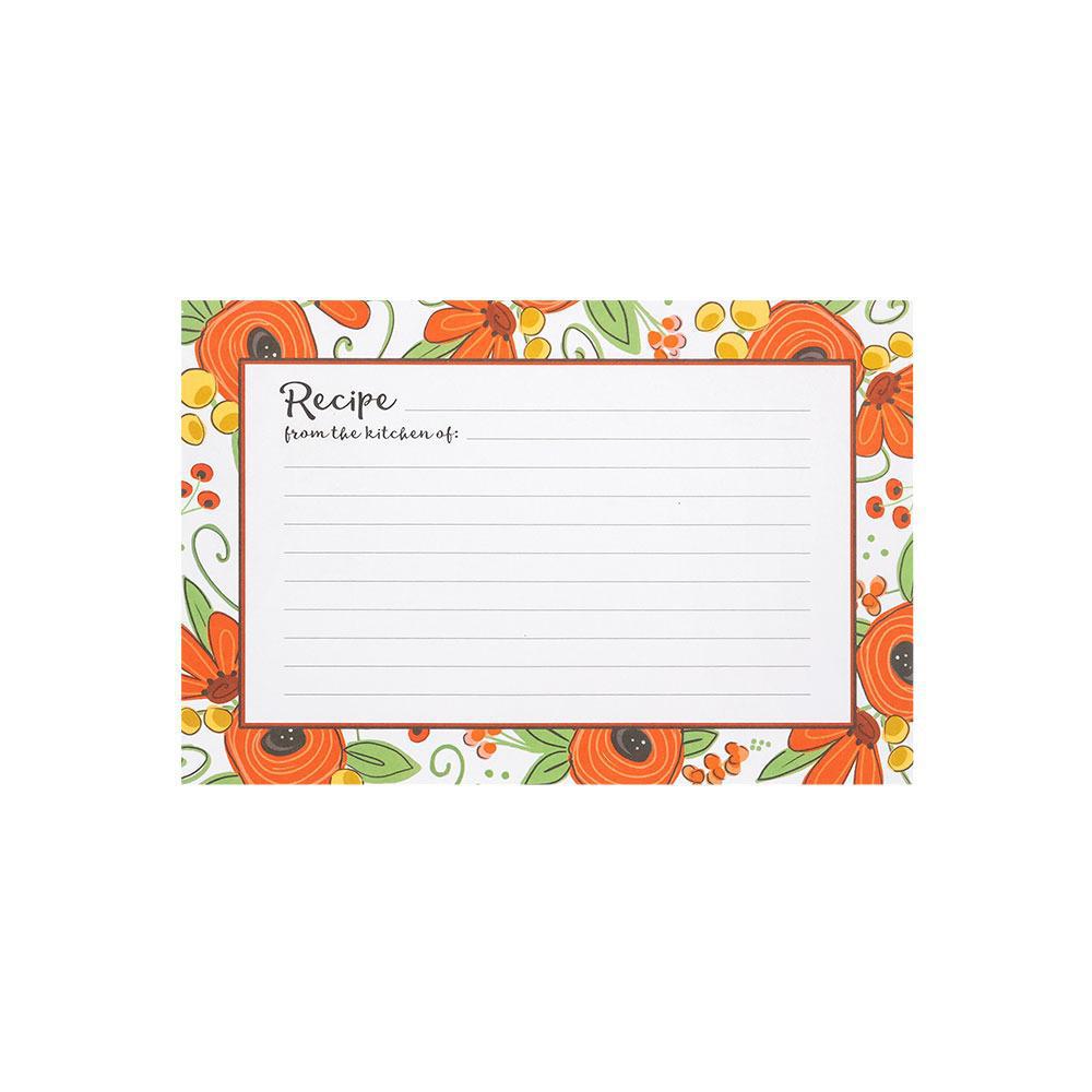Red Floral Recipe Card