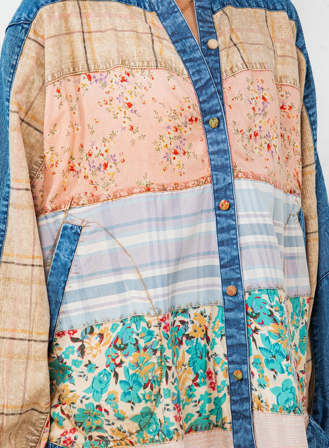 Relaxed Denim Unique Patch Button-Up