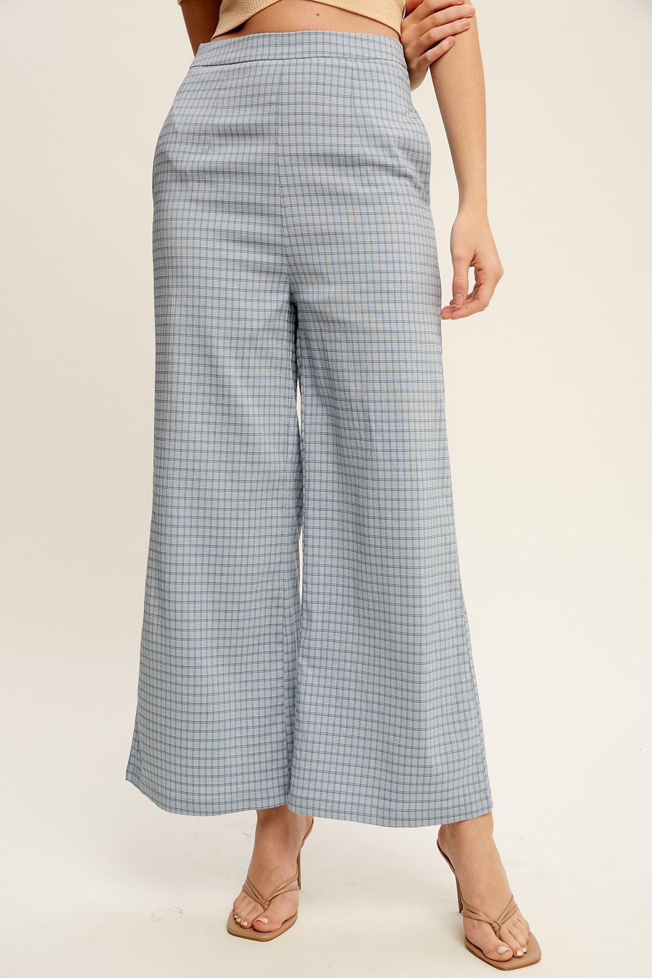 Plaid Wide Opening Woven Pants