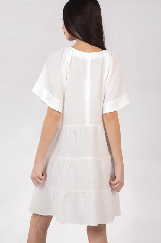 White Vneck Dress