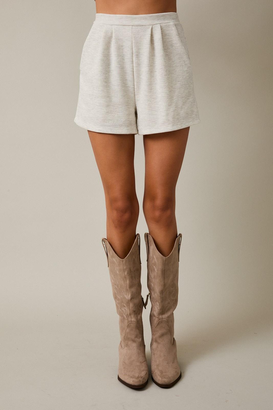 Melange Pleated Detail Shorts