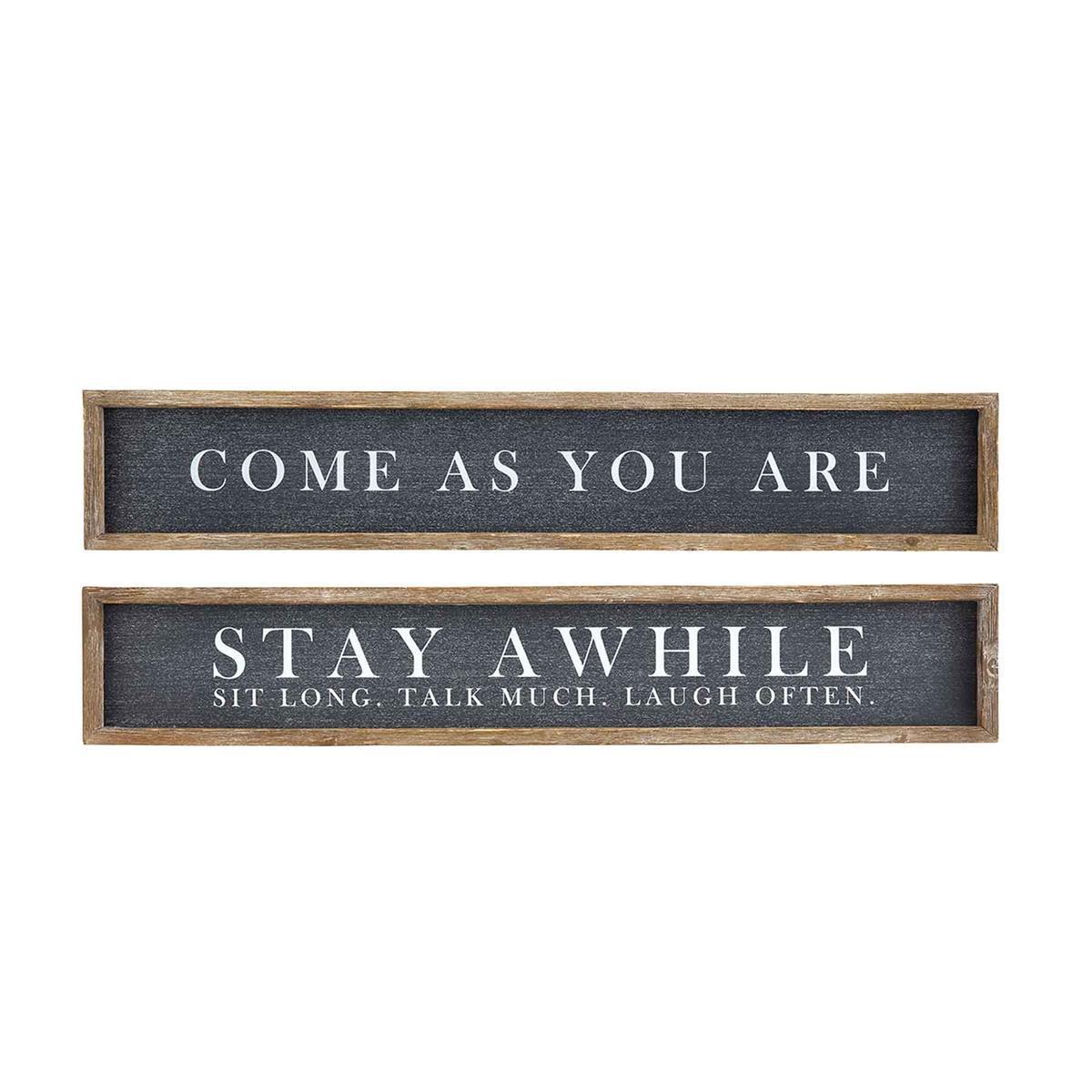 Stay Awhile Long Black Plaque