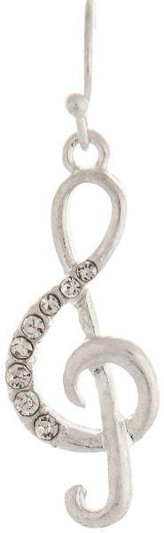 Silver Crystal G-Clef Earring