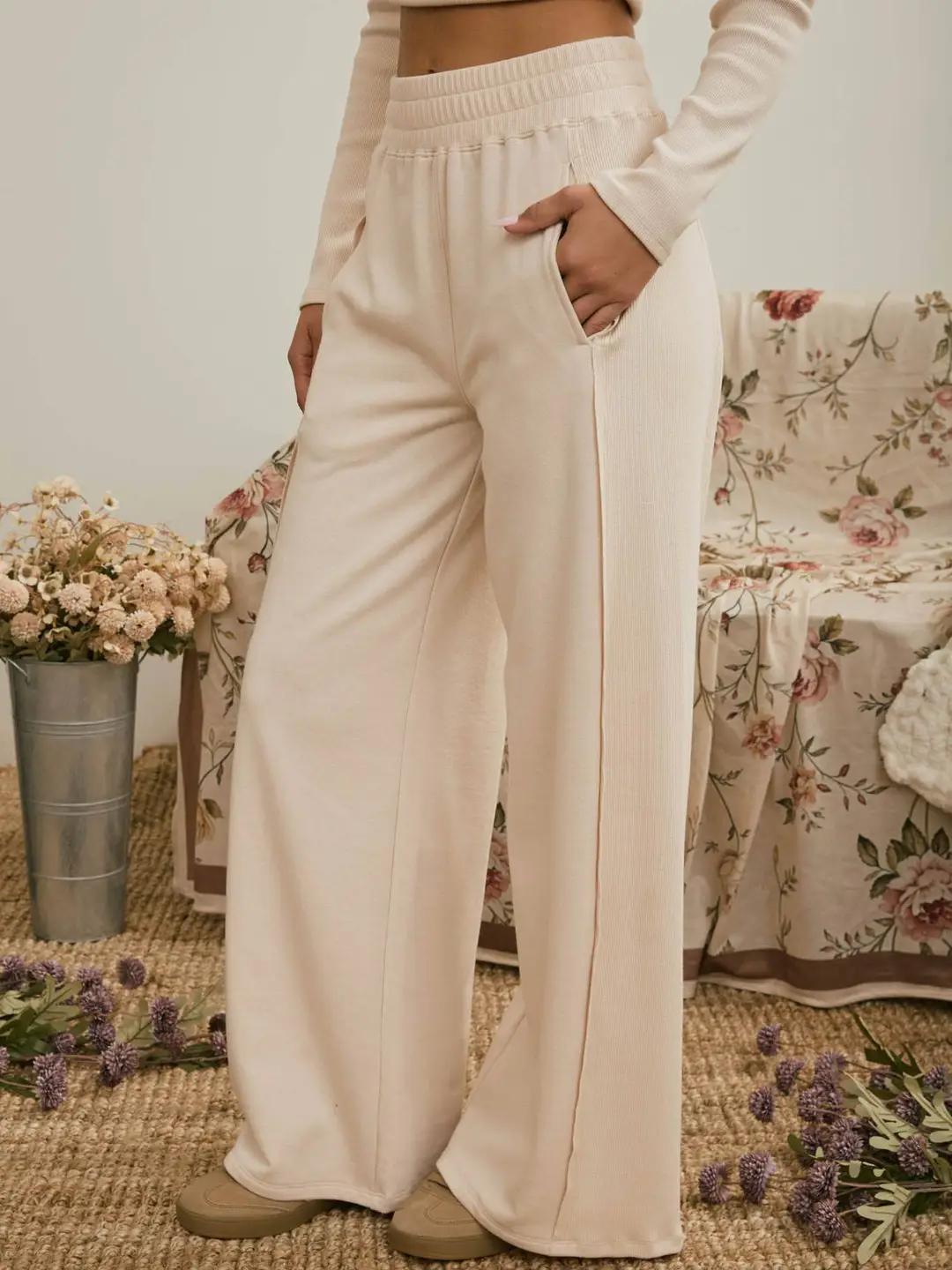 Elastic Waist Side Panel Knit Lounge Pants