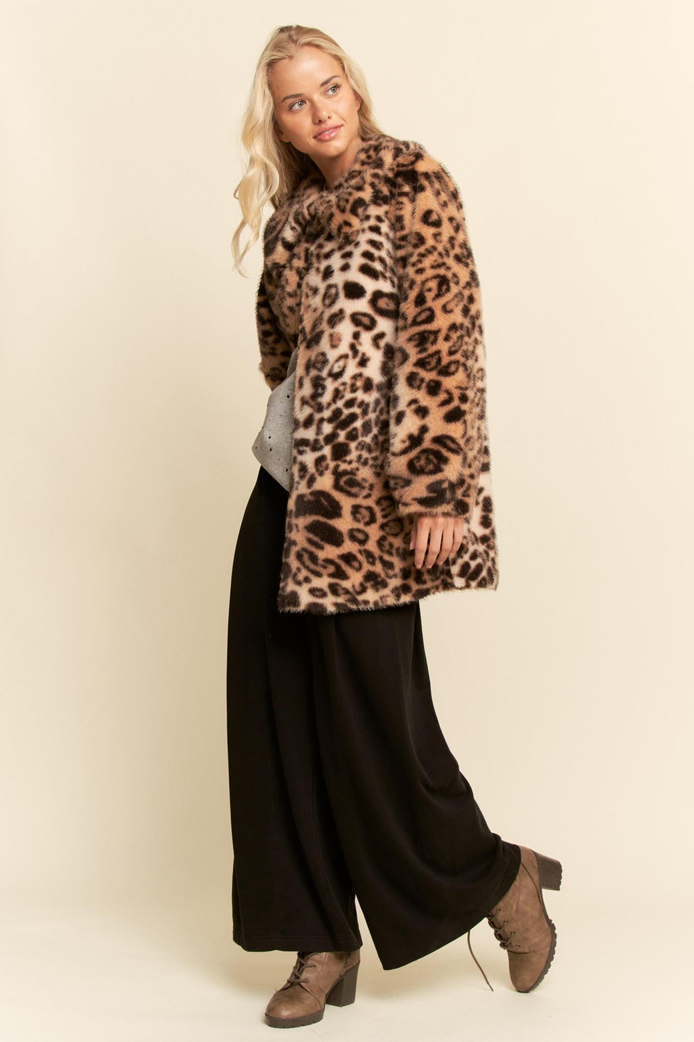 Leopard Print Faux Fur Jacket