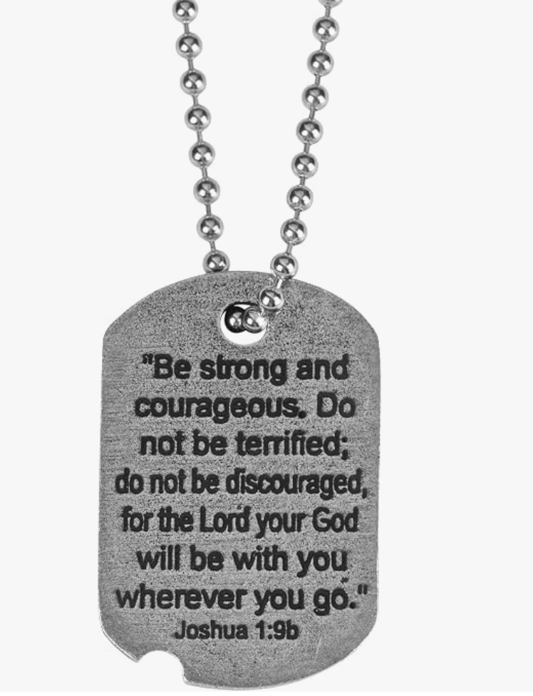 Necklace Dogtag W/Cross Josh. 1:9
