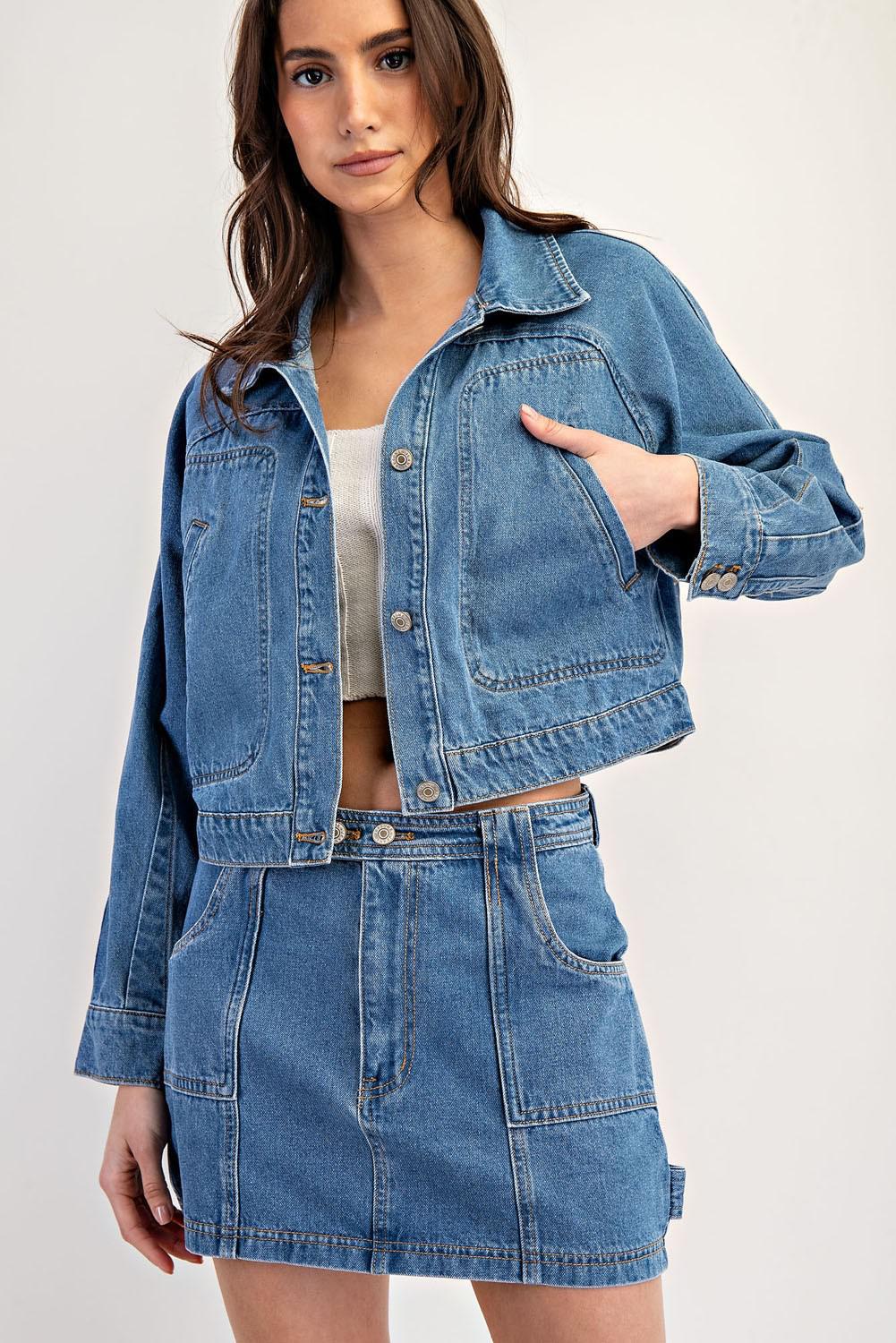 Denim Utility Inspired Mini Skirt