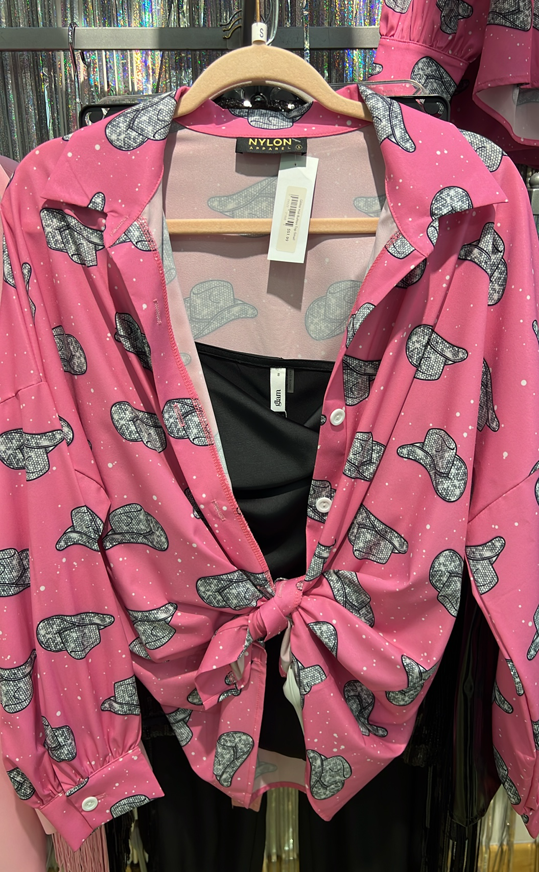 Glitter Hat Button Top
