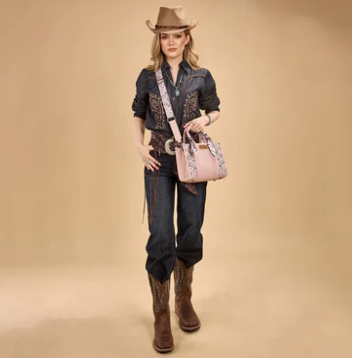 Wrangler Braided Paisley Bandana Tote Bag - Pink