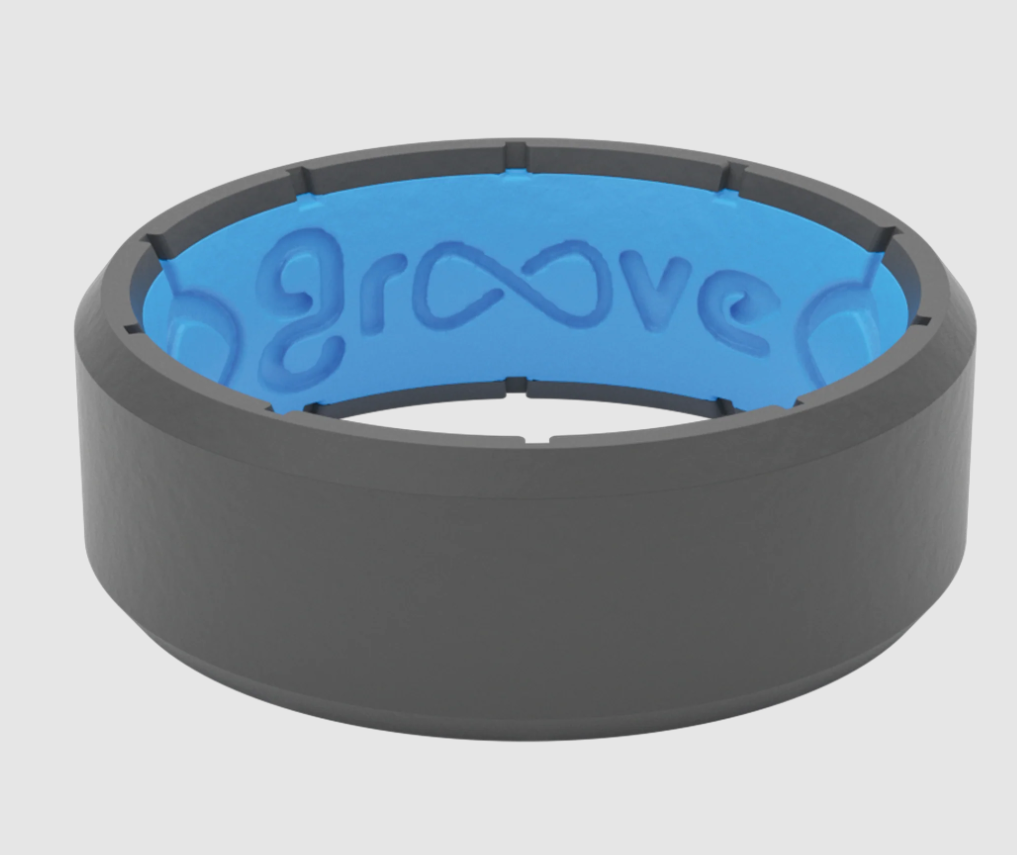 Edge Deep Stone Grey Groove Life Silicone Ring