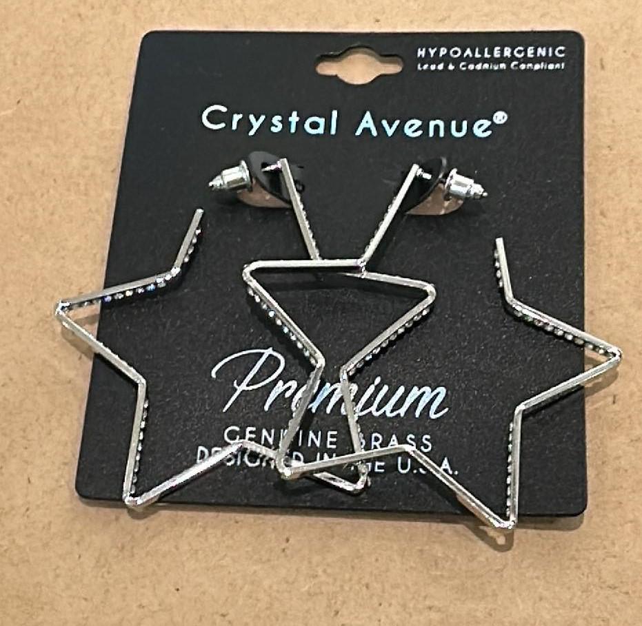 Thin Crystal Star Hoops