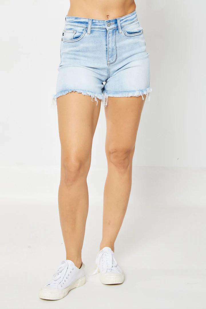 Judy Blue Fray Hem Dad Shorts