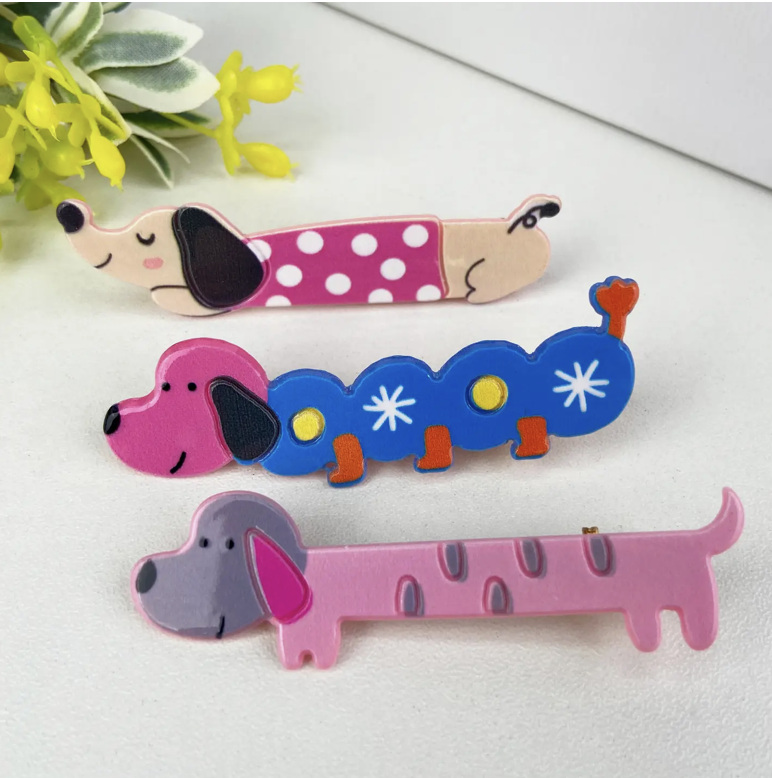 Cute Cartoon Colorful Dachshund Hair Clip