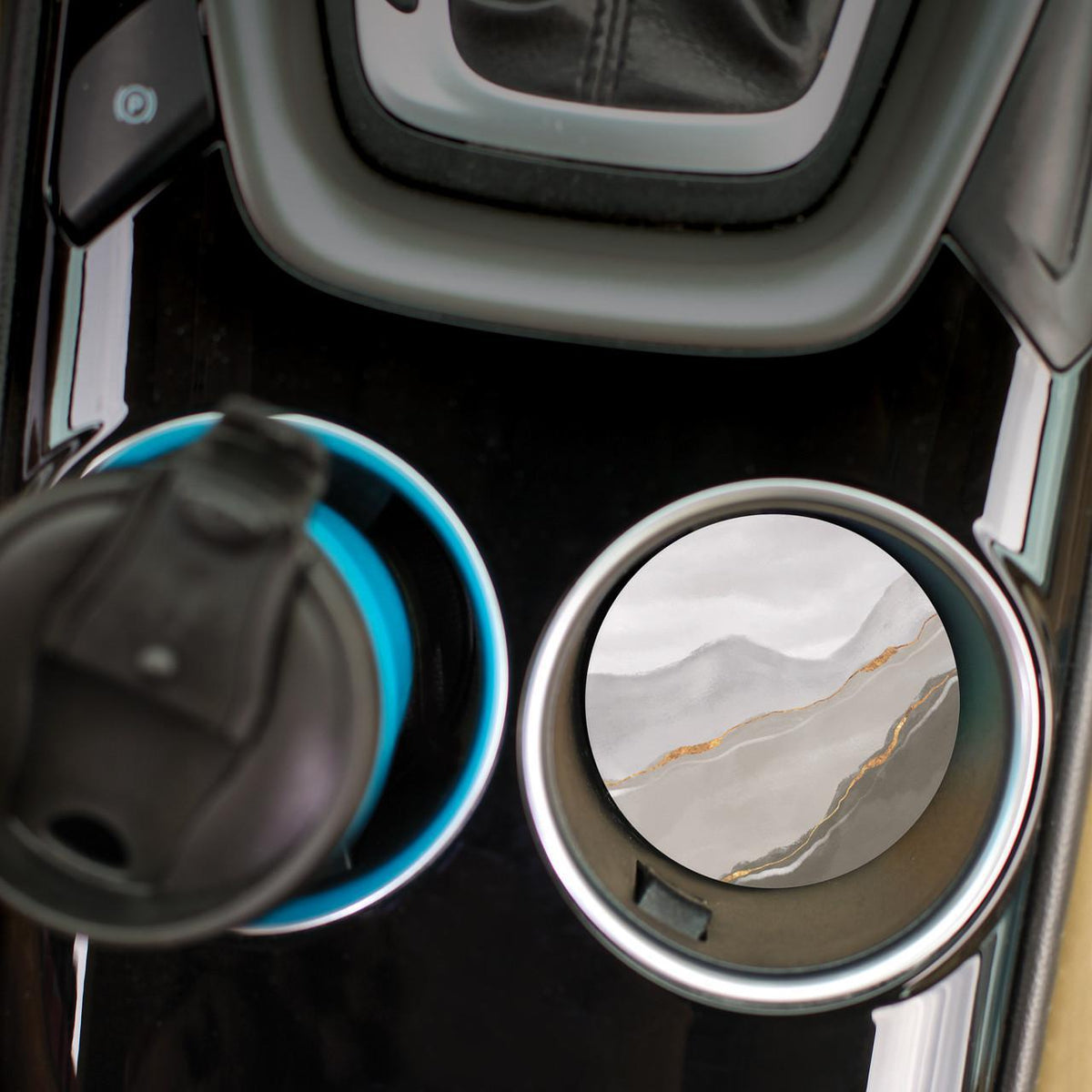 Gray Abstract Car Coaster