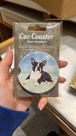 Boston Terrier Laying Car Coaster