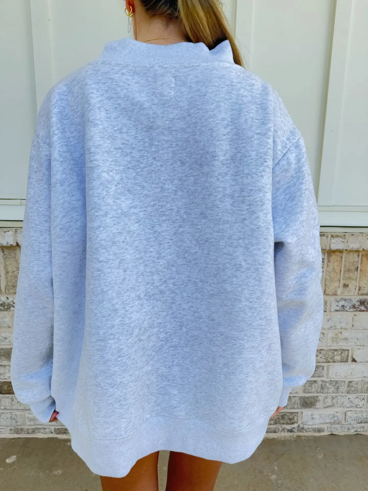 Island Flower Embroidered Mockneck Sweatshirt